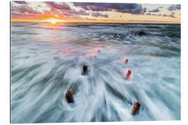 Gallery print Old groynes at sunset