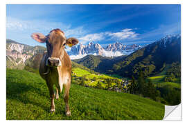 Sticker mural Cow paradise in South Tyrol, Dolomites