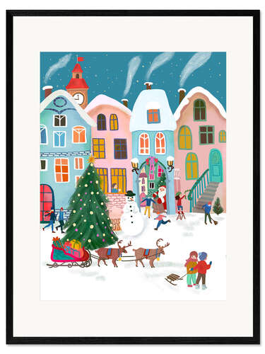 Impression artistique encadrée Santa is coming to town