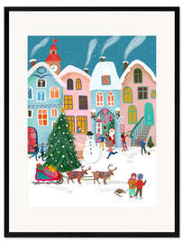 Impression artistique encadrée Santa is coming to town