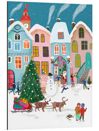 Magnettafel Der Weihnachtsmann kommt in die Stadt
