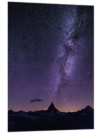 Foam board print Matterhorn in the light of the stars