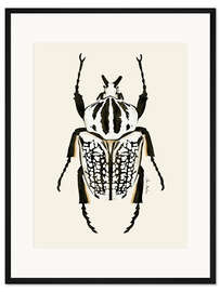 Gerahmter Kunstdruck Schwarz-weißer Käfer