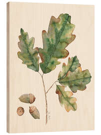 Wood print Oak leaves