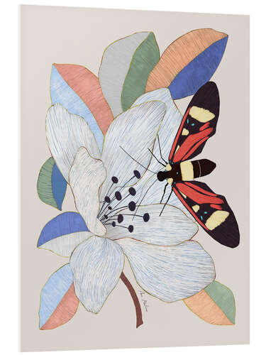 PVC print Magnolia blossom and moth