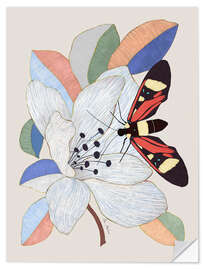 Selvklebende plakat Magnolia blossom and moth