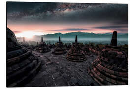 Print på aluminium Sunrise at Borobudur Temple