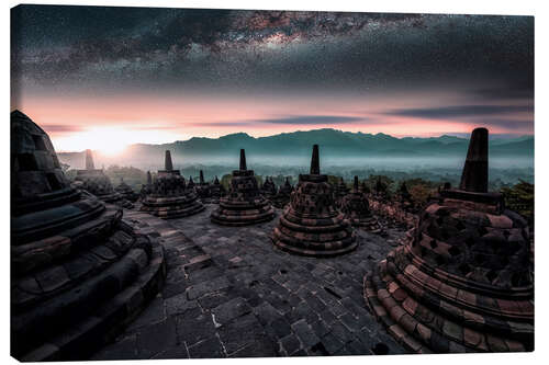 Canvas print Sunrise at Borobudur Temple