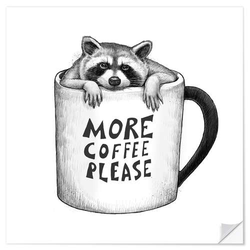 Selvklebende plakat More coffee please