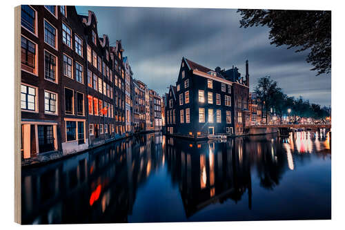 Quadro de madeira Amsterdam Night