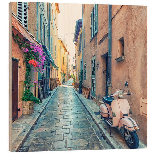Wood print Street in Saint-Tropez