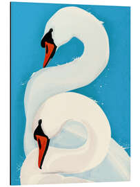 Aluminium print Two Swans in Love