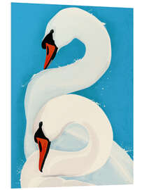 Quadro em PVC Two Swans in Love