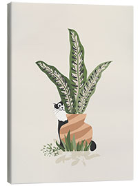 Canvas print The cat and the flower pot