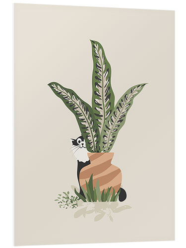 Stampa su PVC The cat and the flower pot