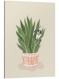 Aluminium print The cat in the flower pot