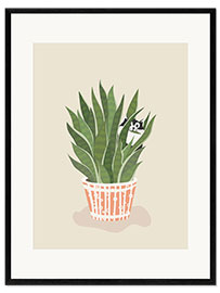 Stampa artistica con cornice The cat in the flower pot
