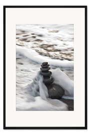 Gerahmter Kunstdruck Steinturm im Wasser