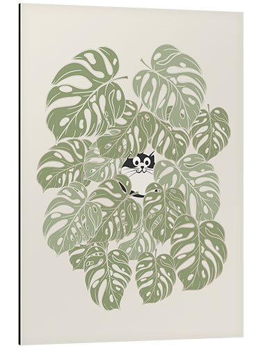 Cuadro de aluminio The cat and the monstera