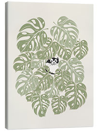 Canvas print The cat and the monstera