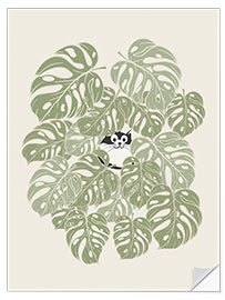 Wall sticker The cat and the monstera