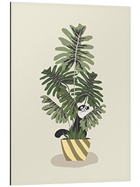 Aluminium print The cat and the philodendron