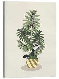 Tableau sur toile Le chat et le philodendron