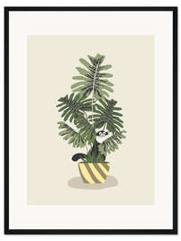 Gerahmter Kunstdruck Die Katze und der Philodendron