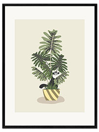 Framed art print The cat and the philodendron