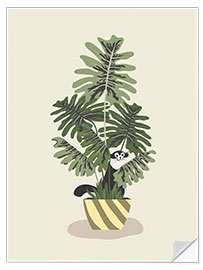 Naklejka na ścianę The cat and the philodendron