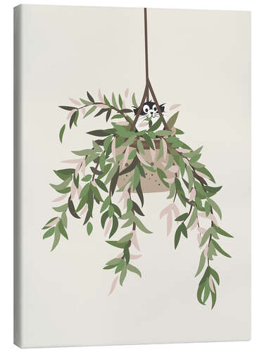 Canvas print The cat in the hanging plant