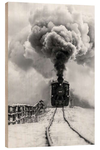 Wood print Old train