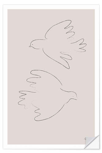 Selvklebende plakat Peace Doves