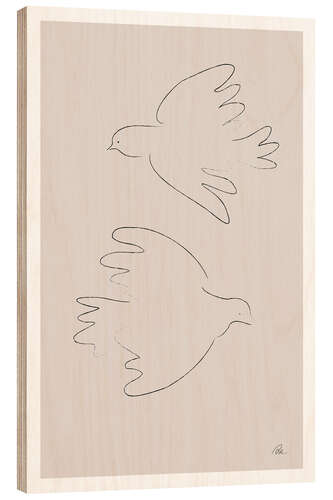 Hout print Peace Doves