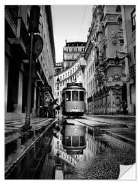 Selvklebende plakat Rainy days in Lisbon