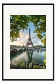 Gerahmter Kunstdruck Eiffelturm bei Sonnenaufgang