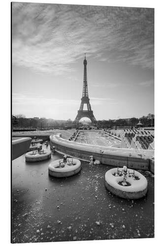 Tableau en aluminium Jardins du Trocadéro and Eiffel Tower in winter