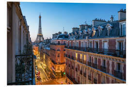 Hartschaumbild Paris Stadtansicht mit Eiffelturm am Abend