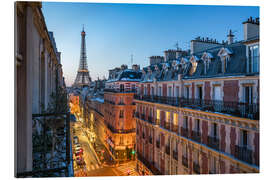 Gallery print Paris cityscape with Eiffel Tower in the evening