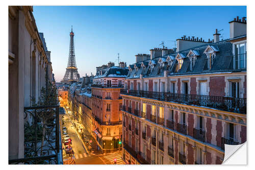 Wall sticker Paris cityscape with Eiffel Tower in the evening