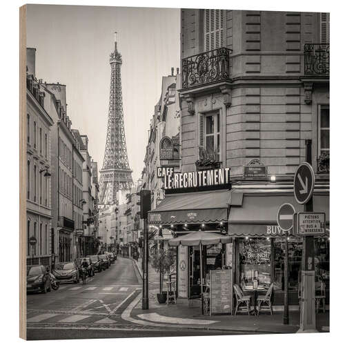 Wood print Rue Saint Dominique and Eiffel Tower