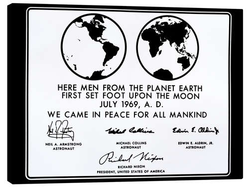 Canvastavla Apollo 11 Moon plaque, 1969