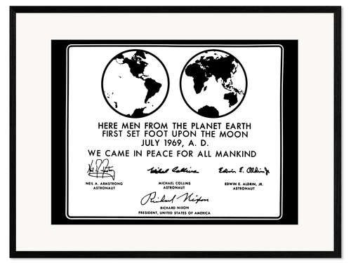 Framed art print Apollo 11 Moon plaque, 1969