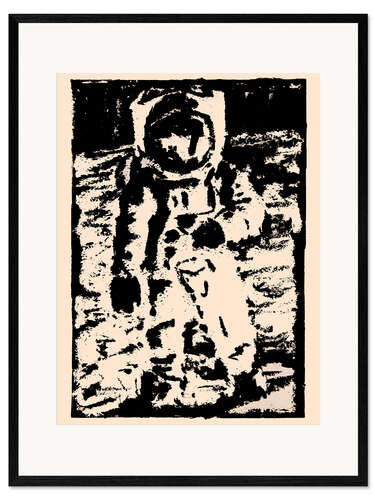 Ingelijste kunstdruk Buzz Aldrin on the Moon