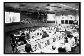 Gerahmter Kunstdruck Überwachungszentrum der Nasa beim Apollo 11 Einsatz, 1969
