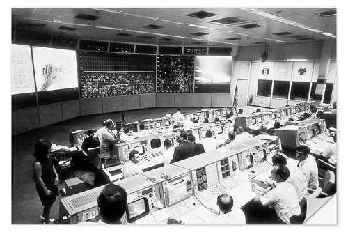 Selvklebende plakat Mission control during Apollo 11, 1969