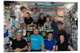 Acrylglasbild Gruppenfoto von Astronauten und Raumfahrt-Touristen, ISS, Oct. 2021