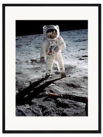 Gerahmter Kunstdruck Astronaut Edwin Aldrin auf dem Mond, Apollo 11