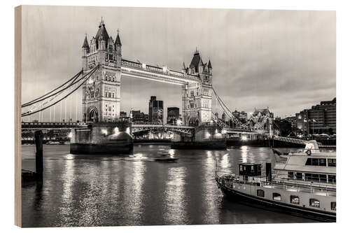 Wood print Tower Bridge in London