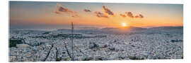 Stampa su vetro acrilico View over Athens at sunset